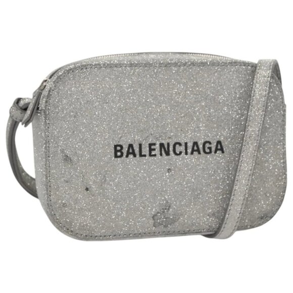 BALENCIAGA Camera bag Every day Shoulder Bag Leather Silver - Picture 1 of 14